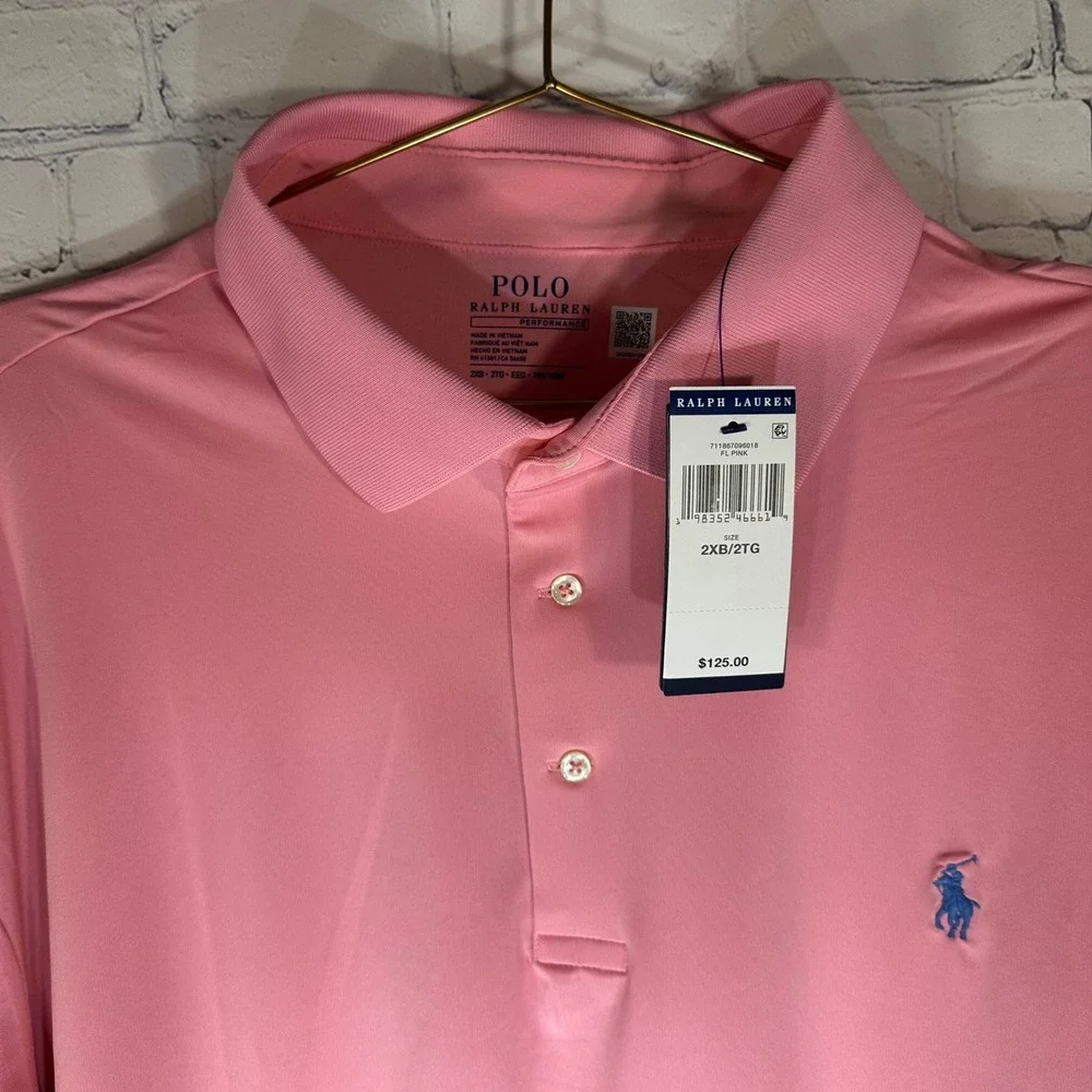 NEW Polo Ralph Lauren Performance Mens 2XB Pink Short Sleeve Golf Polo Shirt NWT